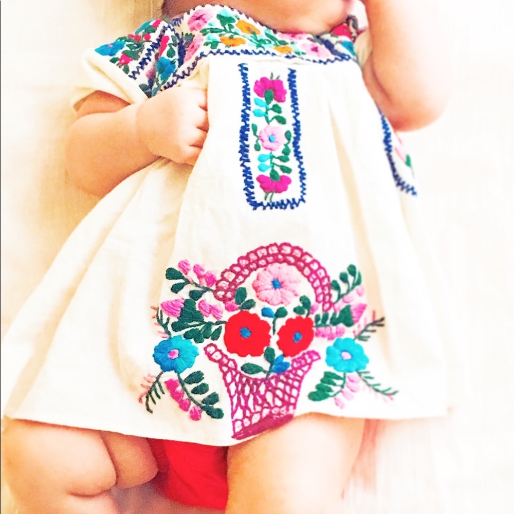 Baby Dress Embroidery Floral Bohemian Mexican